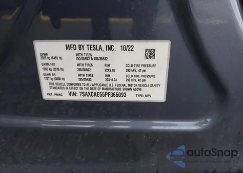 2023 Tesla Model X Dual Motor All-Wheel Drive/Standard Range из США, поврежденный, VIN 7SAXCAE55PF365093